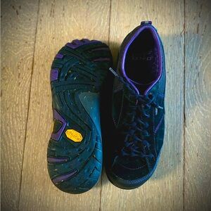 Black and Purple Dansko Athletic Shoes with Water-Resistant suede Upper